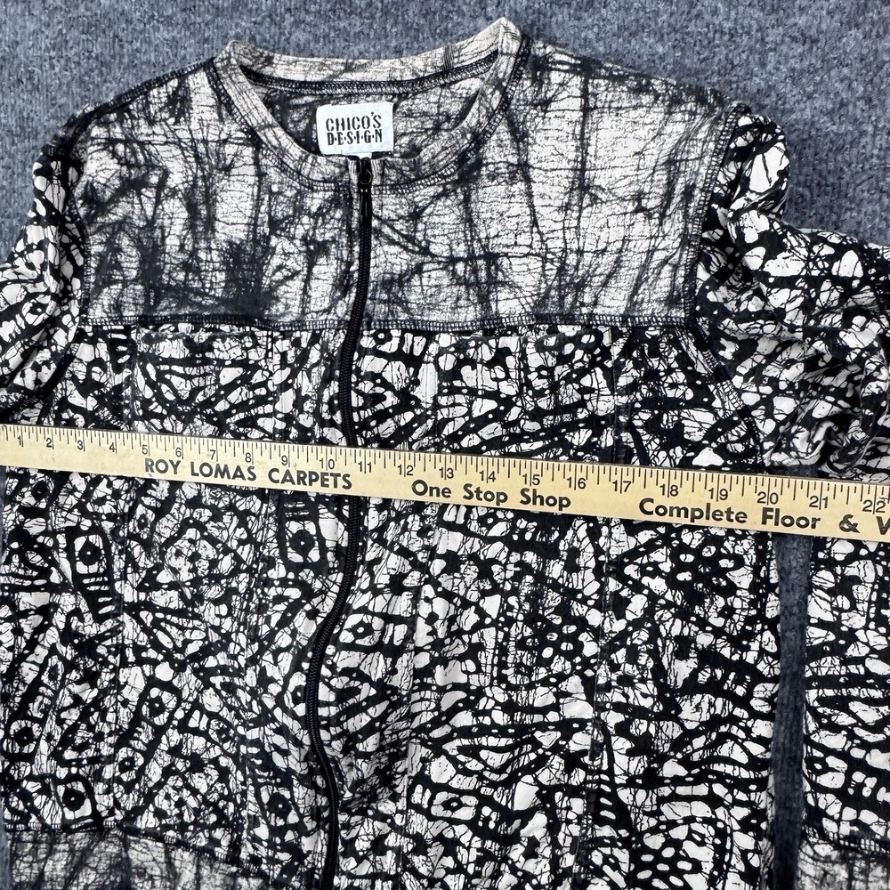 Chico's Design Jacket Womens 1 Small Black White VTG Batik Art To Wear Full Zip - Picture 5 of 9